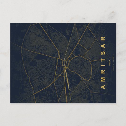 Amritsar India City Map Minimal Design Postcard ポストカード (正面)