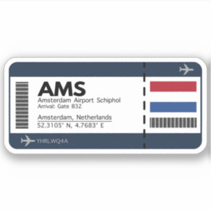 AMSアムステルダムボーディングパスエアポートチケット シール