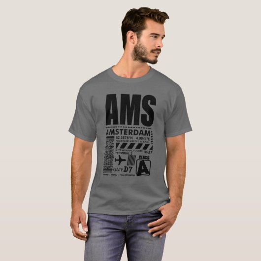 AMSスキポールアムステルダムエアポート Tシャツ (正面フル)