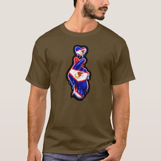 AmSamoa 指ハート ブラックアウト Tシャツ (正面)