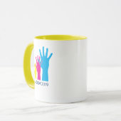 AmSATのロゴのカラフルな手 マグカップ (正面左)