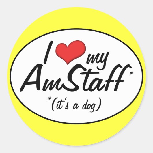 AmStaffが大好き(犬だ) ラウンドシール (正面)