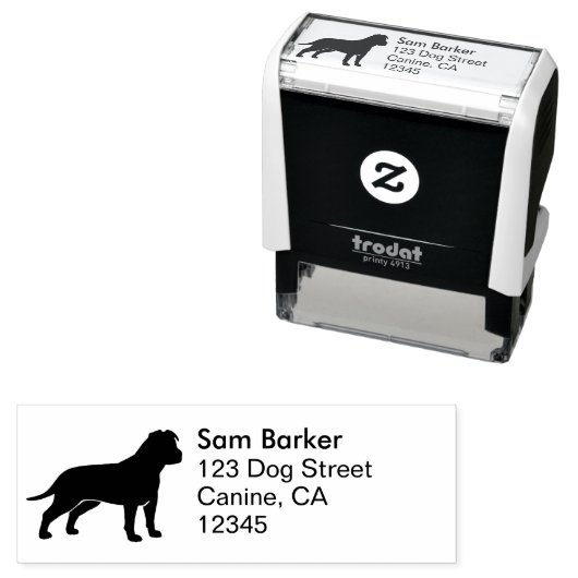 AmStaffドッグシルエット差出人住所 セルフインキングスタンプ (インサイチュ)