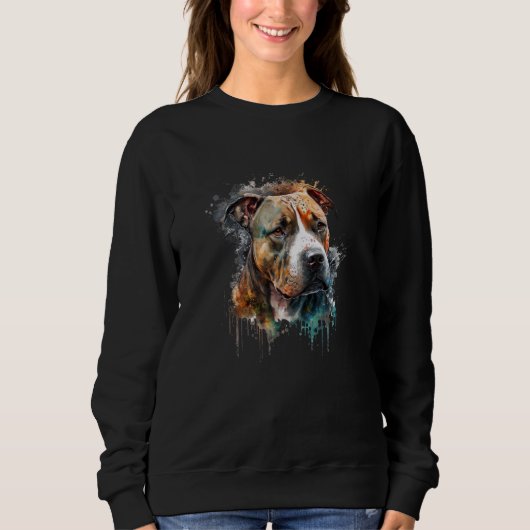 Amstaff watercolor splash American Staffordshire T スウェットシャツ (正面)