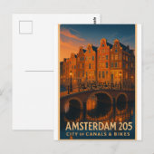 Amsterdam 2025 – City of Canals & Bikes ポストカード (正面/裏面)