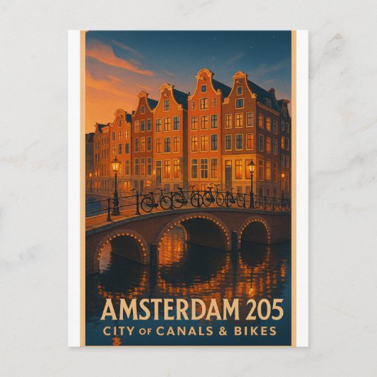 Amsterdam 2025 – City of Canals & Bikes ポストカード (正面)