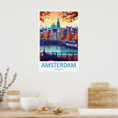 Amsterdam 2Vintage Travel Poster Ski National Park ポスター (キッチン)