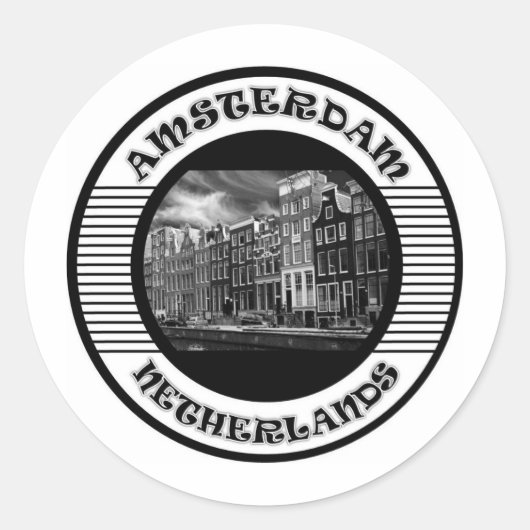 AMSTERDAM BLACK AND WHITE ラウンドシール (正面)