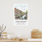 Amsterdam Canal Art Print Watercolor Houses and ポスター (キッチン)