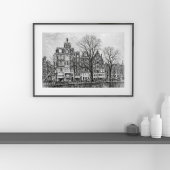 Amsterdam Canal Cityscape – Hand-Drawn Sketch ポスター