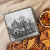 Amsterdam Canal Cityscape – Hand-Drawn Sketch ポスター