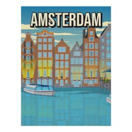 Amsterdam Canal House Art Print Netherlands Travel ポスター