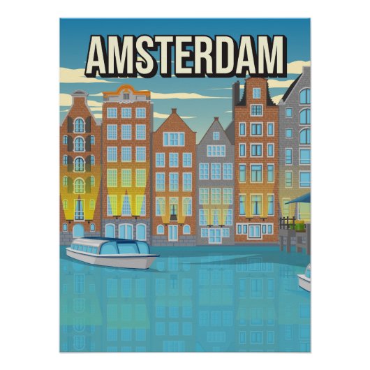 Amsterdam Canal House Art Print Netherlands Travel ポスター (正面)