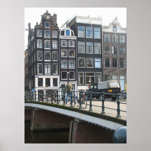 Amsterdam Canal Houses Photo Poster Print ポスター (正面)