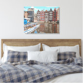 Amsterdam canal side houses canvas print キャンバスプリント (インサイチュ (寝室))
