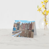Amsterdam canalside houses greeting card カード (黄色い花)