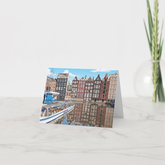 Amsterdam canalside houses greeting card カード (正面)