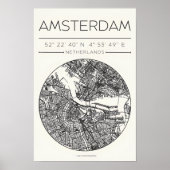 Amsterdam City Map Poster – Minimal Urban Wall Art ポスター (正面)