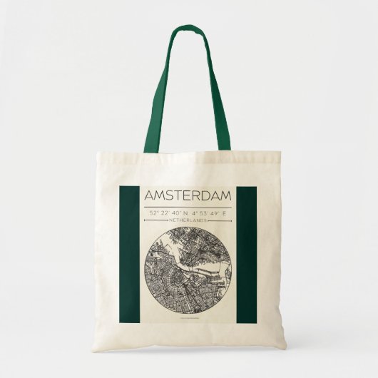 Amsterdam City Map Tote Bag Minimal Travel Design トートバッグ (正面)