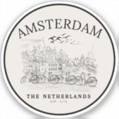 Amsterdam Cute Vintage Landscape シール (正面)
