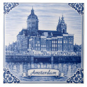 Amsterdam Delft Blue style ceramic tile タイル (正面)
