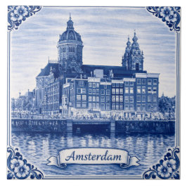 Amsterdam Delft Blue style ceramic tile タイル