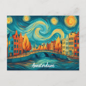 Amsterdam Holland Canal Oil Painting ポストカード (正面)