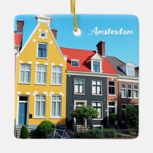 Amsterdam Holland Houses Travel souvenir セラミックオーナメント (正面)