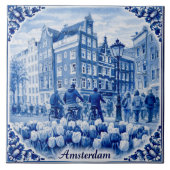 Amsterdam houses Delft Blue style tile タイル (正面)