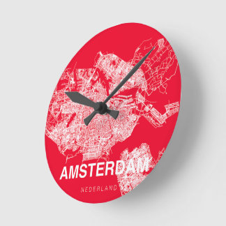 Amsterdam map ラウンド壁時計