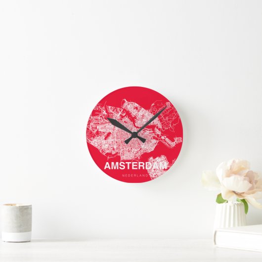 Amsterdam map ラウンド壁時計 (ホーム)