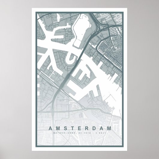 Amsterdam Map Print 8 COLOURS AVAILABLE Amsterdam ポスター (正面)