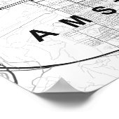 Amsterdam Minimalist Map (Black & White) ポスター (角)