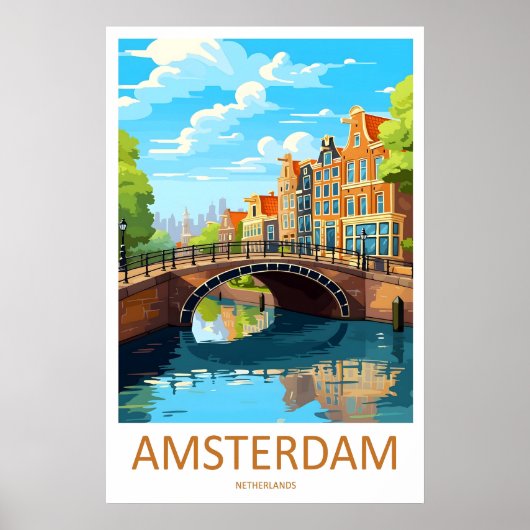 Amsterdam National Ski Vintage Travel Poster Park ポスター (正面)