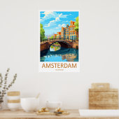 Amsterdam National Ski Vintage Travel Poster Park ポスター (キッチン)