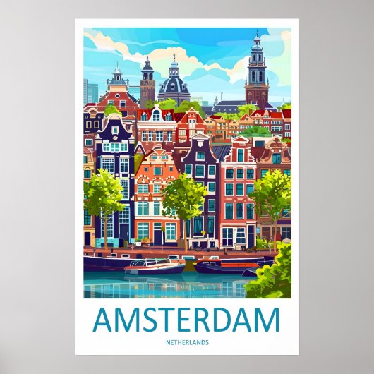 Amsterdam National Travel Poster Park Ski Vintage ポスター (正面)