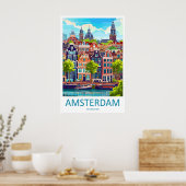 Amsterdam National Travel Poster Park Ski Vintage ポスター (キッチン)