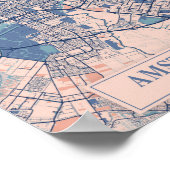 Amsterdam Netherlands Breezy City Map Travel ポスター (角)