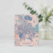 Amsterdam Netherlands Breezy City Map Travel ポストカード (スタンド正面)