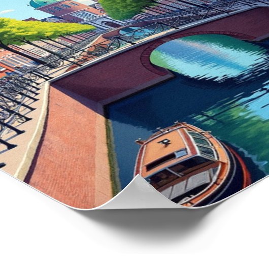 Amsterdam Netherlands Gouache Illustration Travel ポスター (角)