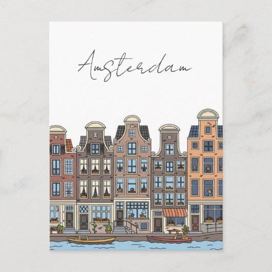 Amsterdam Netherlands Illustration ポストカード (正面)