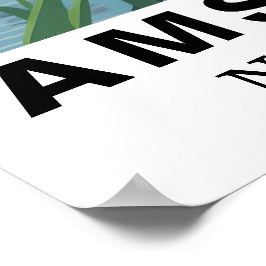 Amsterdam Netherlands Travel Bicycles Tulip ポスター (角)