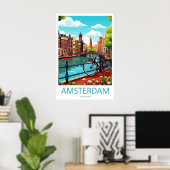 Amsterdam Netherlands Travel Poster Vintage Ski ポスター (ホームオフィス)