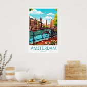 Amsterdam Netherlands Travel Poster Vintage Ski ポスター (キッチン)