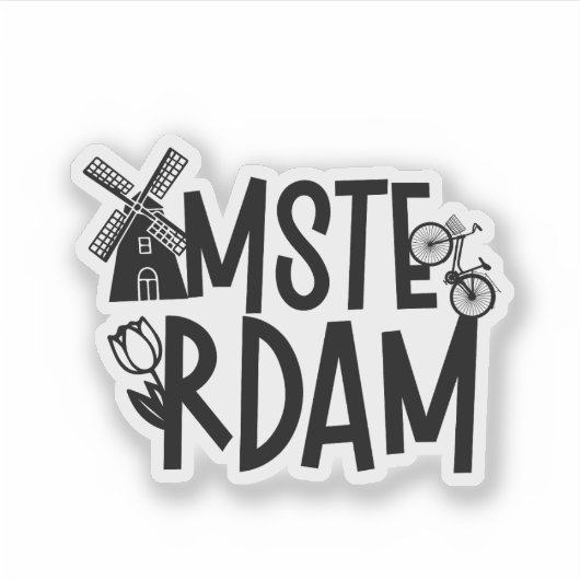 Amsterdam Netherlands Travel Souvenir シール (正面)