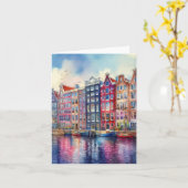 Amsterdam Netherlands Watercolor カード (黄色い花)