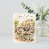 Amsterdam Netherlands watercolor ポストカード (スタンド正面)
