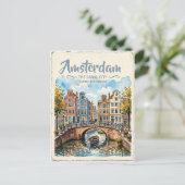 Amsterdam Netherlands watercolor ポストカード (スタンド正面)
