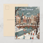 Amsterdam Netherlands Winter Travel ポストカード (正面/裏面)