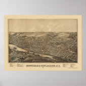 Amsterdam, NY Panoramic Map - 1881 ポスター (正面)